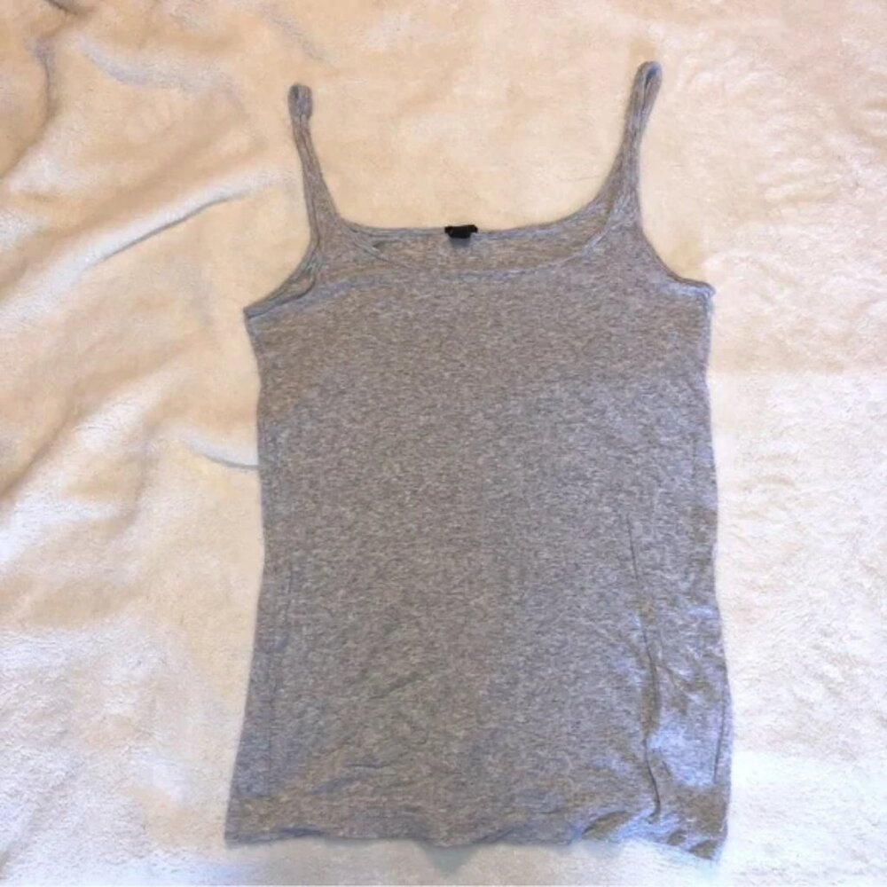 J. Crew Gray Spaghetti Basic Strap Tank Top Size … - image 1